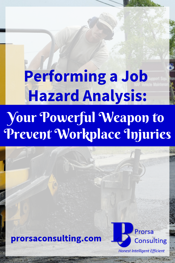 Performing a job hazard analysis Pinterest pin 1 showing a man working