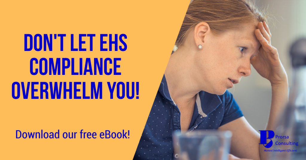 Simple EHS Compliance for Small Businesses eBook with picture of woman looking frustrated