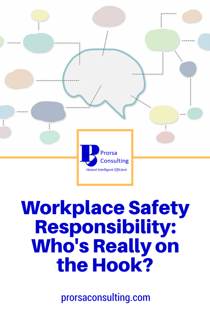 Workplace safety responsibility Pinterest pin 2 displaying a mind map.